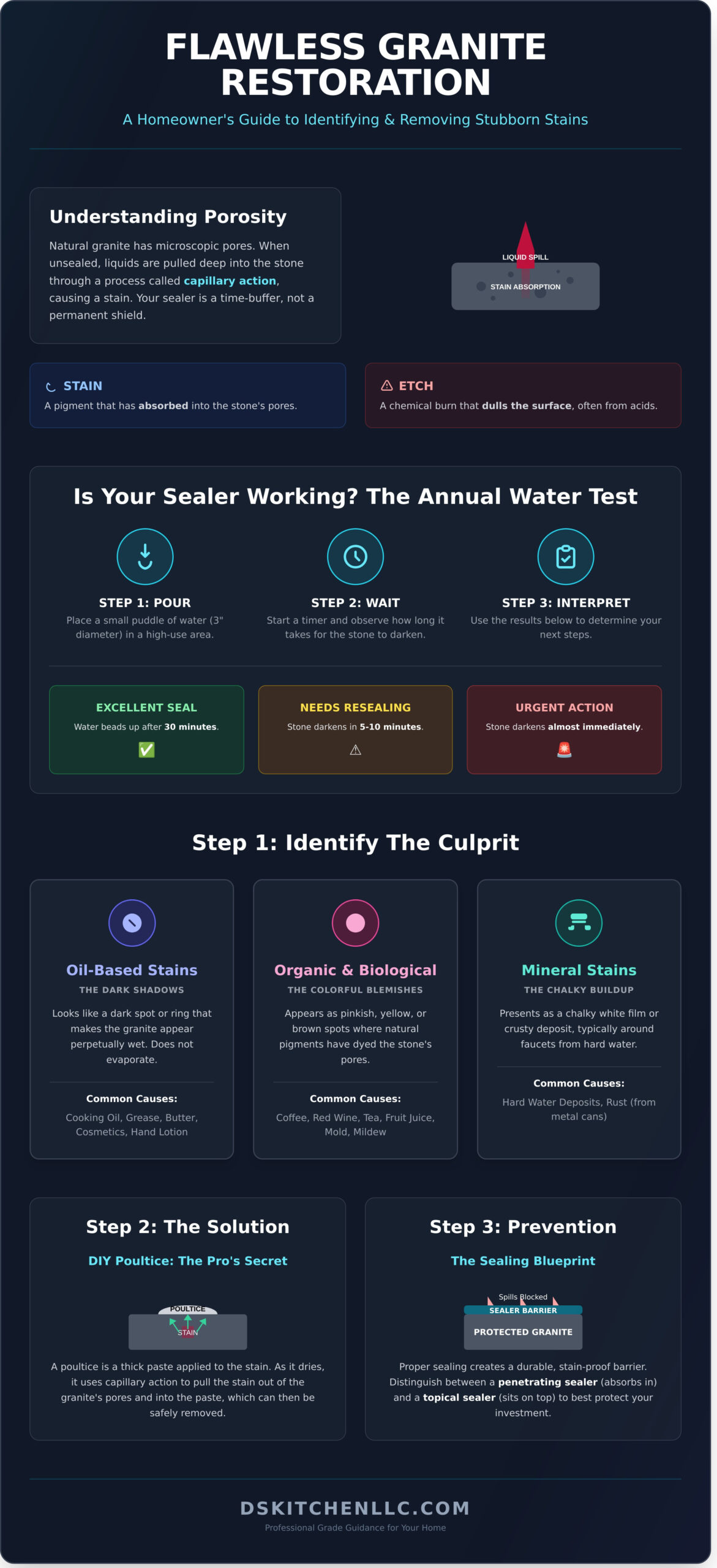 How to Get Stains Out of Granite Countertops: The Ultimate Restoration Guide - Infographic