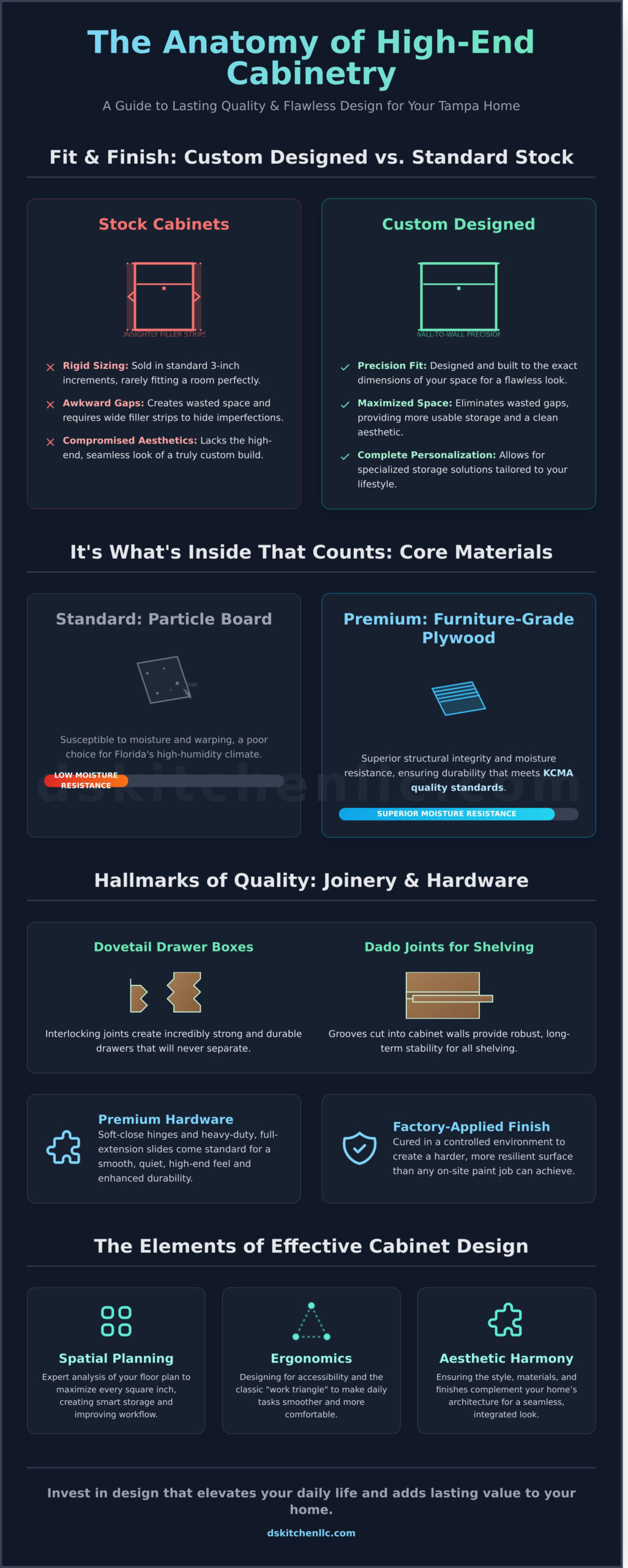 Mastering Cabinet Design: A Guide to Custom Luxury for Tampa Homes - Infographic